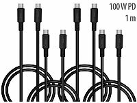 Callstel 4er-Set ultraflexible Silikon-Lade-/Datenkabel USB-C/-C, 1m, schwarz; Magnetische USB-Ladekabel Magnetische USB-Ladekabel Magnetische USB-Ladekabel Magnetische USB-Ladekabel 
