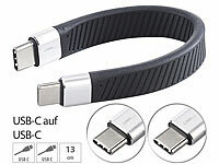 Callstel Kurzes, ultraflexibles Lade-/Datenkabel USB-C auf -C, 100 W PD, 13 cm; Multi-USB-Kabel für USB A und C, Micro-USB und 8-PIN Multi-USB-Kabel für USB A und C, Micro-USB und 8-PIN 