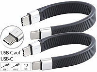 Callstel 2er-Set kurze, flexible Lade-/Datenkabel USB-C auf -C, 100 W PD, 13 cm; Multi-USB-Kabel für USB A und C, Micro-USB und 8-PIN Multi-USB-Kabel für USB A und C, Micro-USB und 8-PIN 