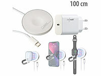 Callstel 3in1-Ladepad, Qi & MagSafe-kompatibel + 20 W USB-PD-Netzteil, 100 cm