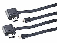 Callstel 2er-Set Micro-USB-Lade & Daten-Flachkabel, OTG; Multi-USB-Kabel für USB A und C, Micro-USB und 8-PIN 
