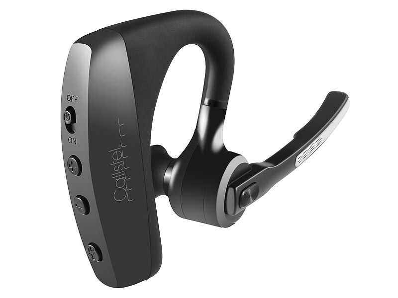 Windgeräusch-Unterdrückung Callstel Ohrbügel-Headset: Headset Bluetooth 5 Wireless Profi-Headset 2 HD-Mikrofone aptX 